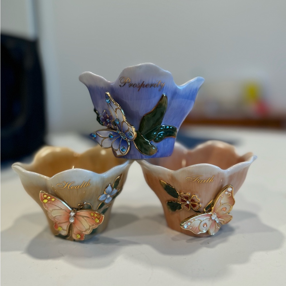 Decorative Butterfly tea light candle votives - bradford exchange